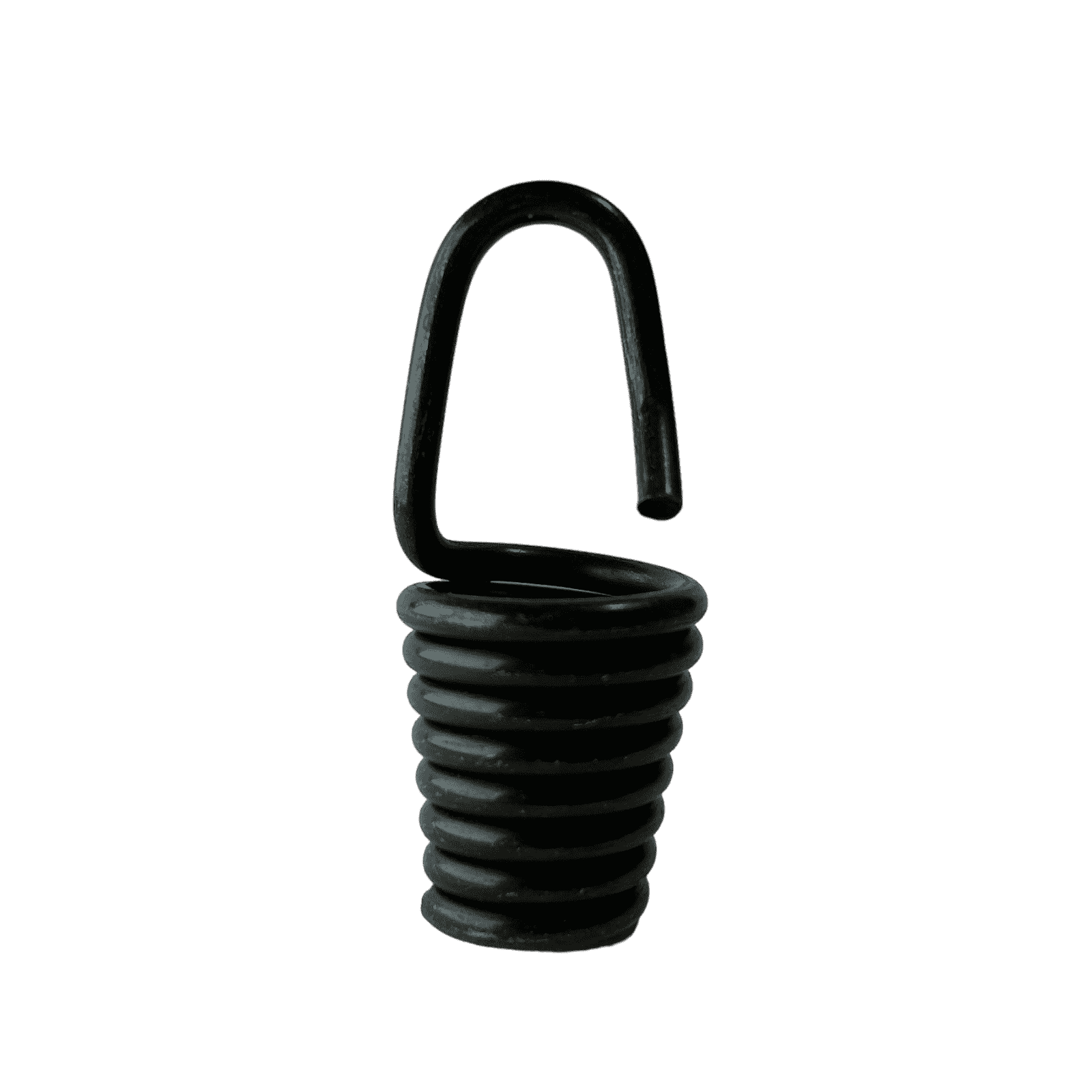 Expander Spirale 10,5mm schwarz passiviert: gewendelte Endspirale aus Stahldraht, freigestellt in Studioaufnahme