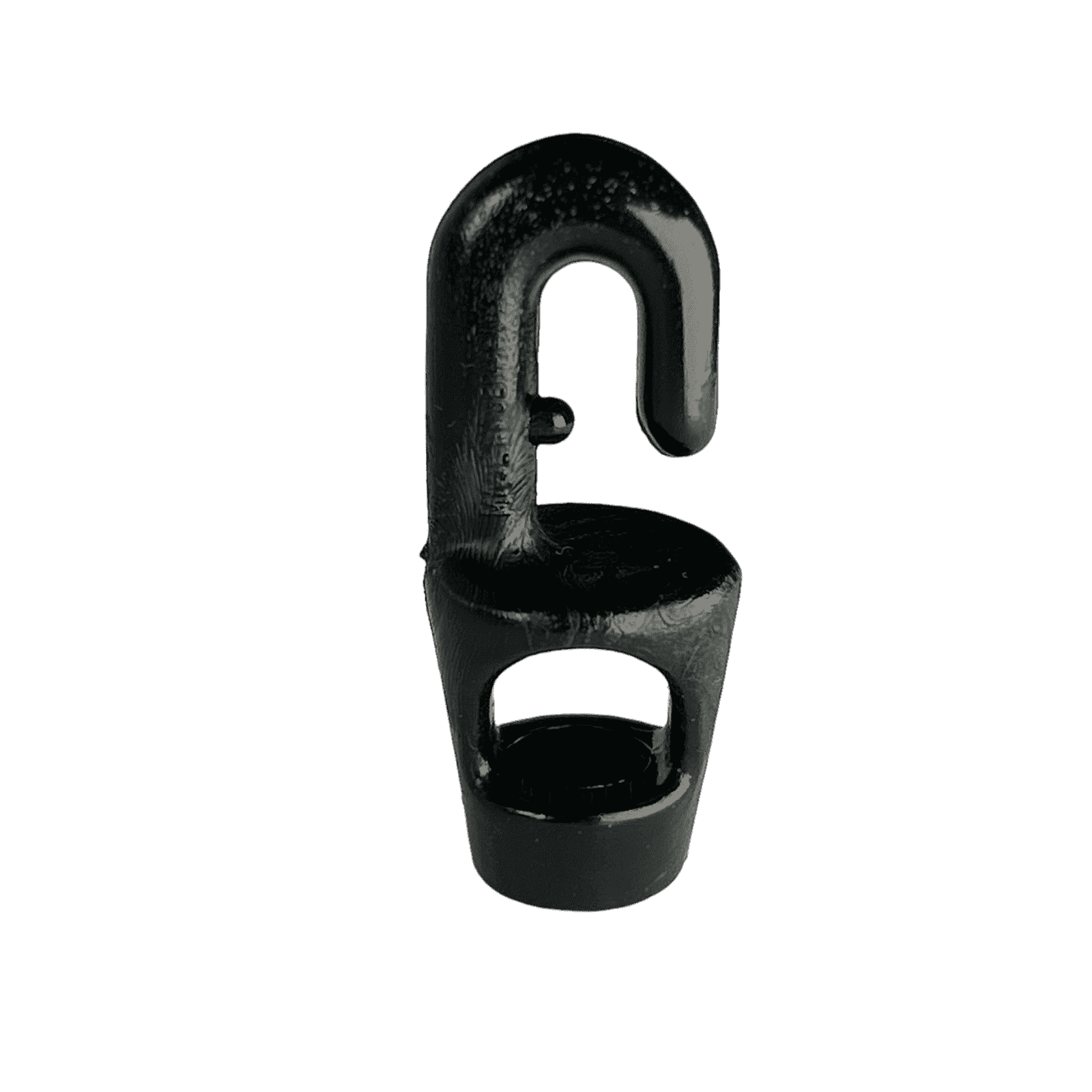 Kunststoffhaken 7 mm schwarz mit Nippel, Spannhaken aus Kunststoff zum Einhängen von Expanderseil, Nahaufnahme