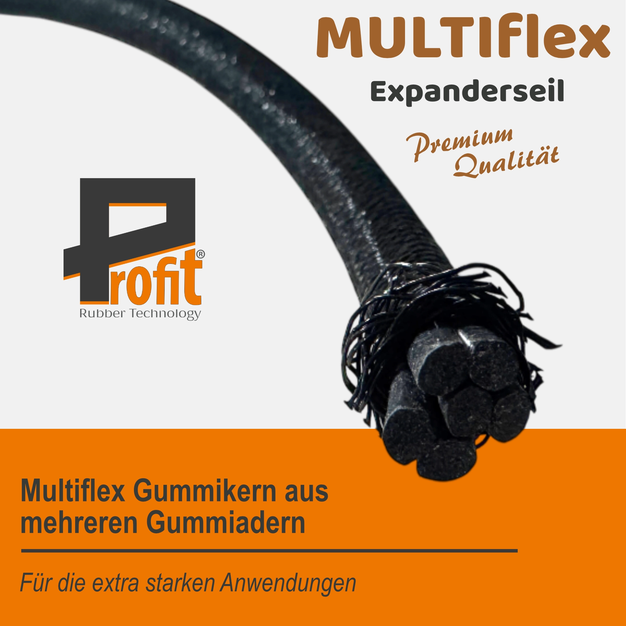 Zu einem Wickel gelegtes witterungsbeständiges graues rundgeflochtenes Expanderseil, Ø 8 mm