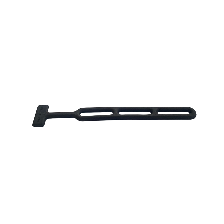 Schwarzer EPDM-Gummistropp 285 mm mit zwei Endschlaufen, als Produktfoto
